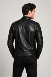 Blouson noir homme similicuir doublé fourrure PATEL