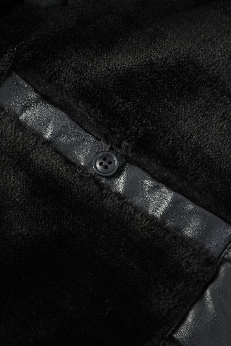 Blouson noir homme similicuir doublé fourrure PATEL
