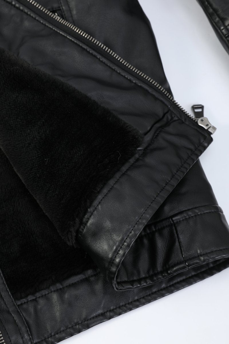 Blouson noir homme similicuir doublé fourrure PATEL