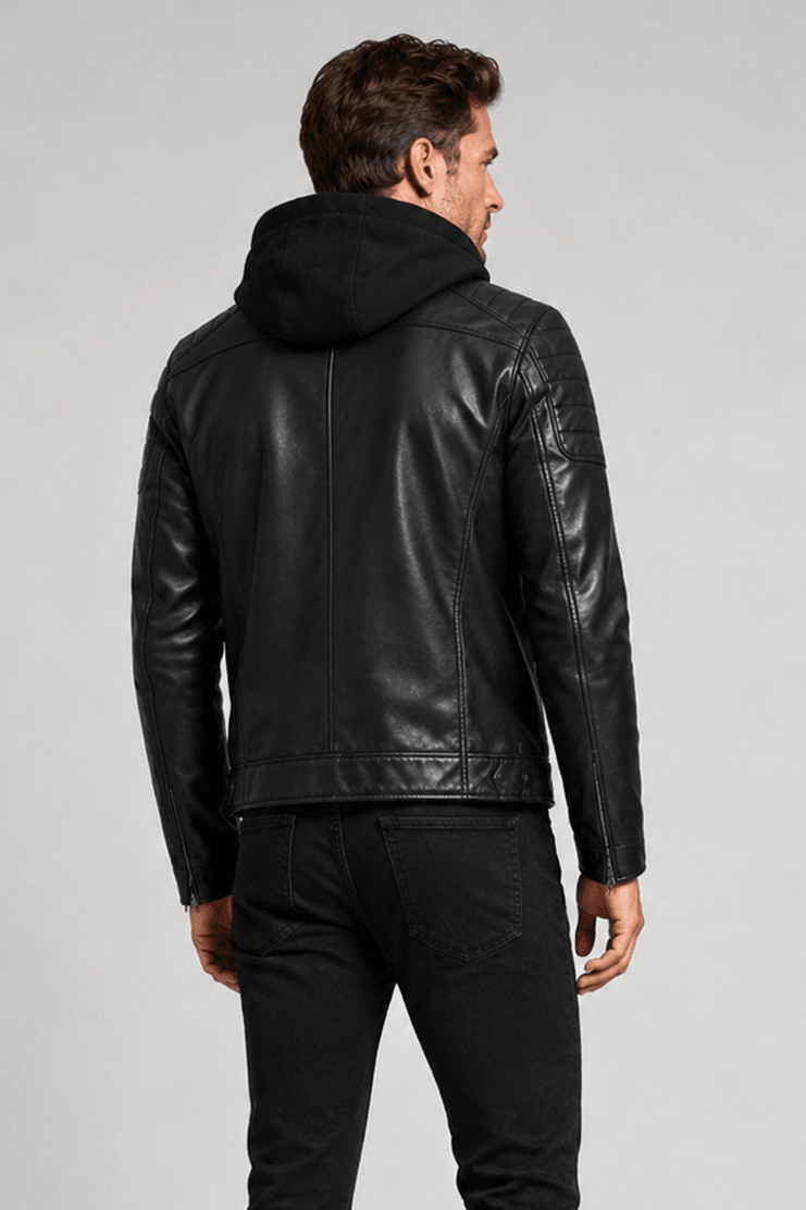 Blouson noir homme similicuir YATES