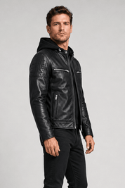Blouson noir homme similicuir YATES