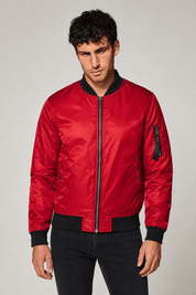 Bomber bicolore rouge foncé KRIS