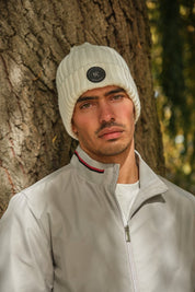 Bonnet en maille côtelée écru OCTAVIEN