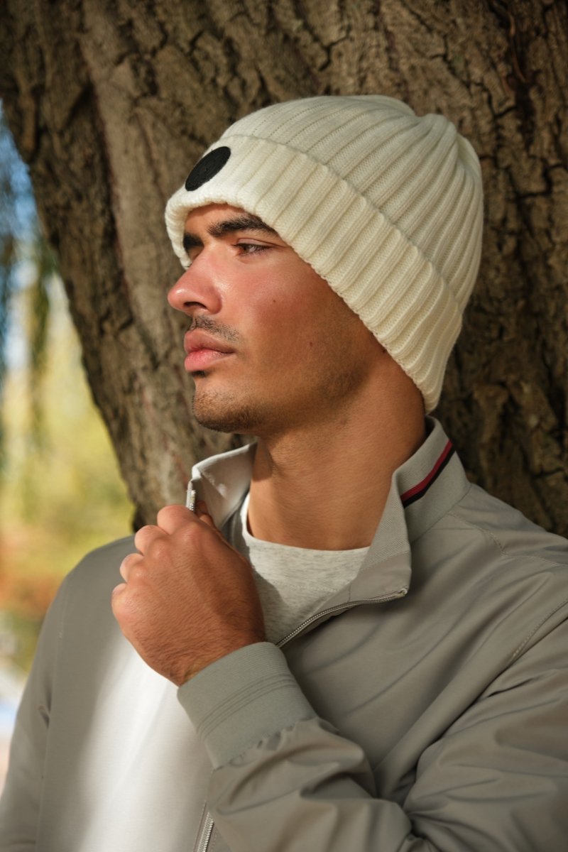 Bonnet en maille côtelée écru OCTAVIEN