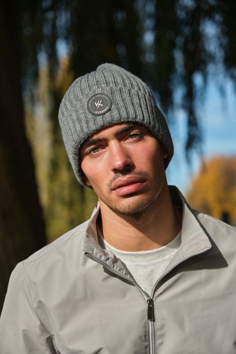 Bonnet en maille côtelée gris OCTAVIEN