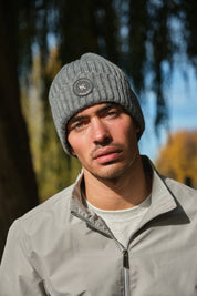 Bonnet en maille côtelée gris OCTAVIEN