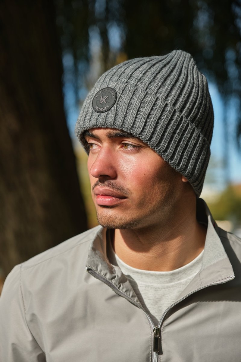 Bonnet en maille côtelée gris OCTAVIEN