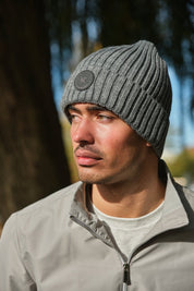 Bonnet en maille côtelée gris OCTAVIEN