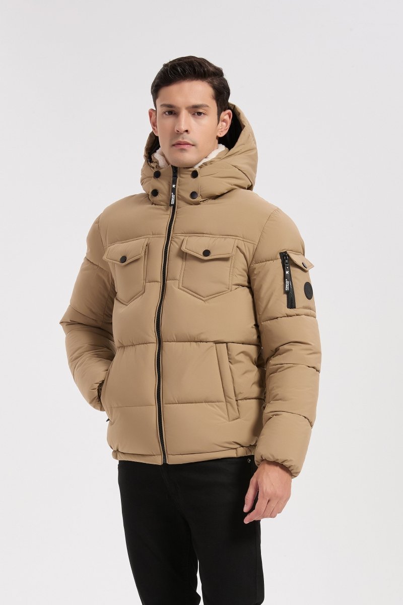 Doudoune beige homme à capuche DAVID