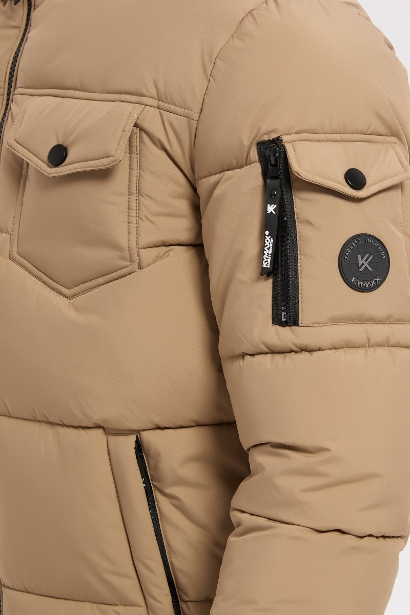 Doudoune beige homme à capuche DAVID