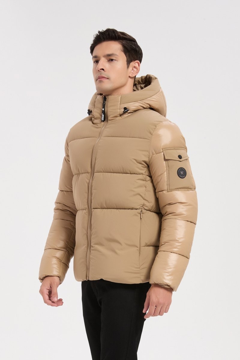 Doudoune beige homme à capuche ÉDOUARD