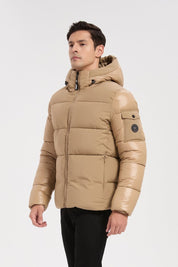 Doudoune beige homme à capuche ÉDOUARD