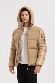 Doudoune beige homme à capuche ÉDOUARD