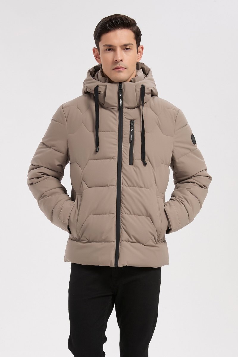 Doudoune beige homme à capuche LUC