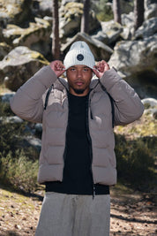 Doudoune beige homme à capuche LUC