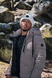 Doudoune beige homme à capuche LUC