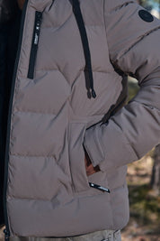 Doudoune beige homme à capuche LUC