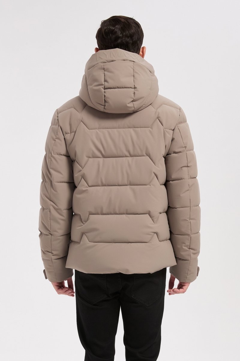 Doudoune beige homme à capuche LUC