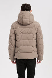 Doudoune beige homme à capuche LUC