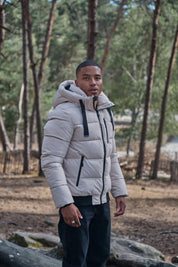 Doudoune beige homme à capuche MARC