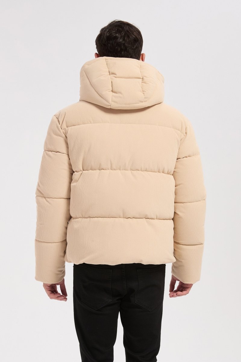Doudoune beige homme en velours côtelé ROLAND