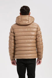 Doudoune beige homme matelassée aspect cuir YVES