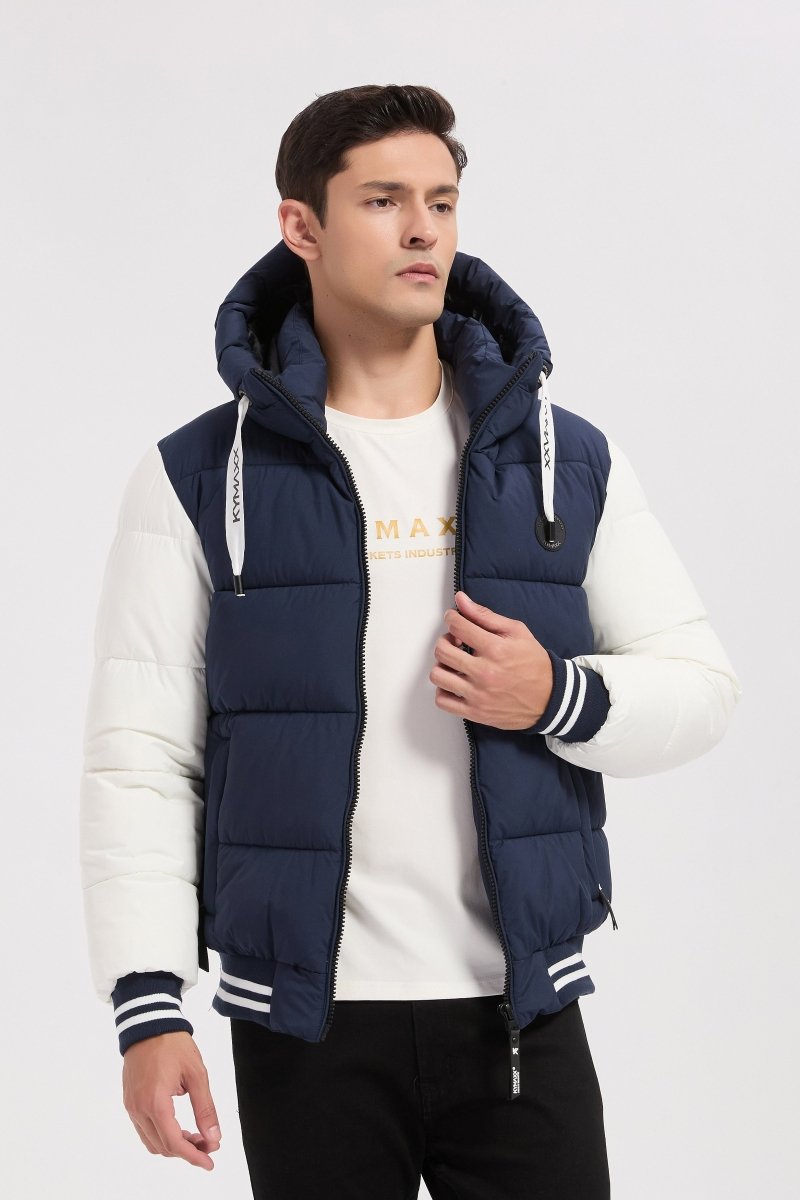 Doudoune bicolore bleu et blanc homme à capuche BERTRAND