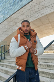 Doudoune bicolore camel et blanc homme à capuche BERTRAND