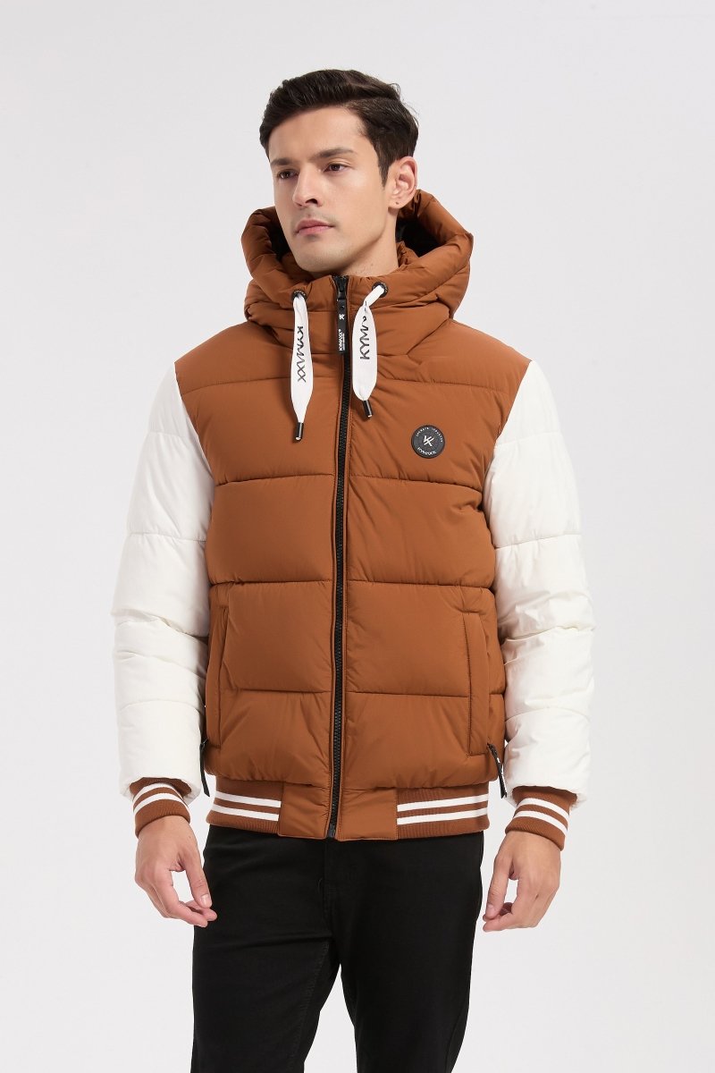 Doudoune bicolore camel et blanc homme à capuche BERTRAND