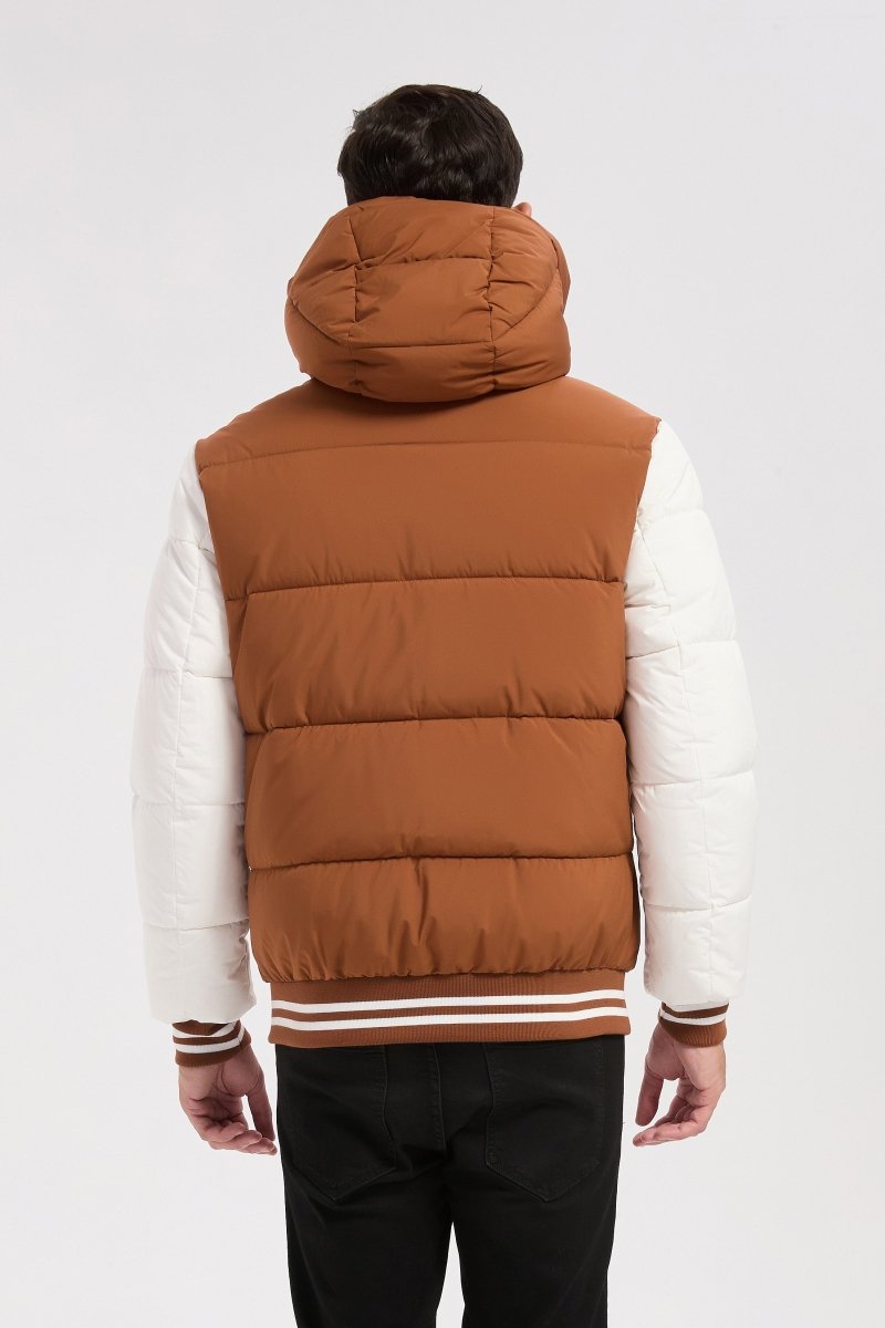 Doudoune bicolore camel et blanc homme à capuche BERTRAND
