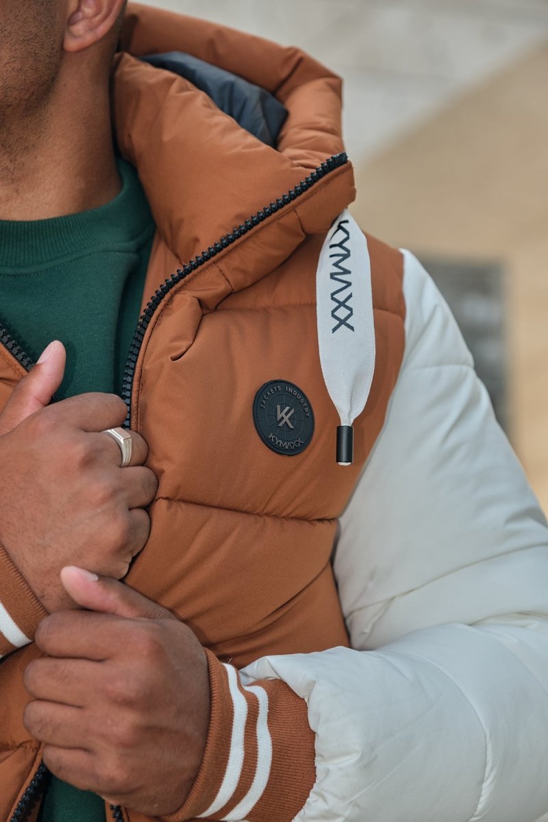 Doudoune bicolore camel et blanc homme à capuche BERTRAND