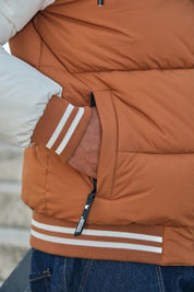 Doudoune bicolore camel et blanc homme à capuche BERTRAND