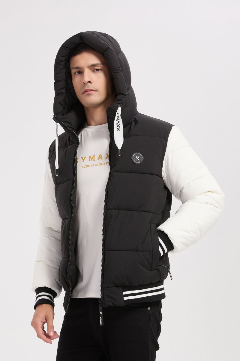Doudoune bicolore noir et blanc homme à capuche BERTRAND