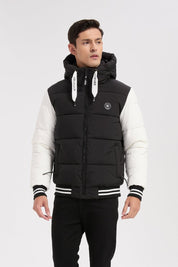 Doudoune bicolore noir et blanc homme à capuche BERTRAND