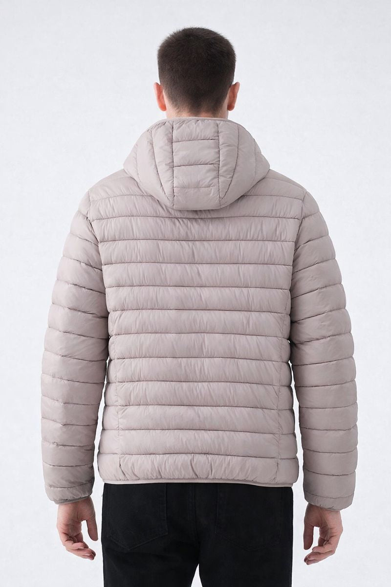 Doudoune capuche à matière recyclée beige BAPTISTE