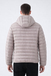 Doudoune capuche à matière recyclée beige BAPTISTE