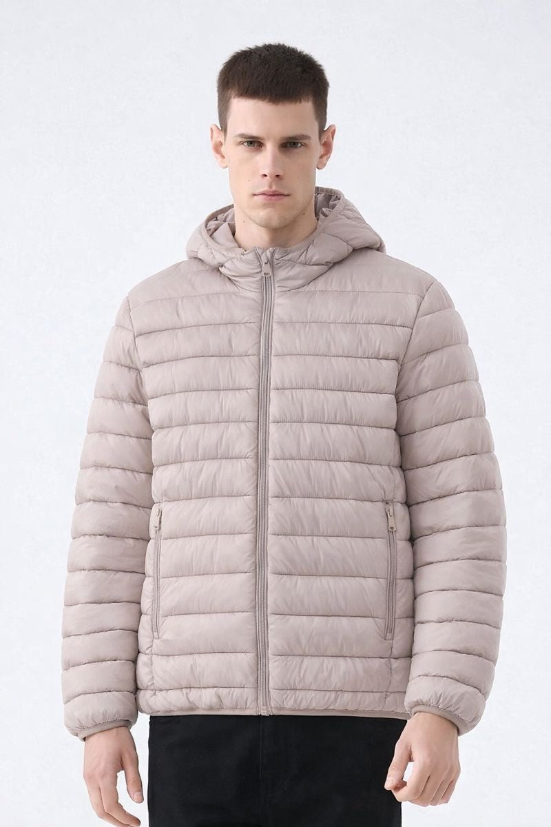 Doudoune capuche à matière recyclée beige BAPTISTE