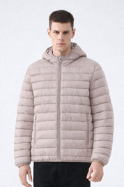 Doudoune capuche à matière recyclée beige BAPTISTE