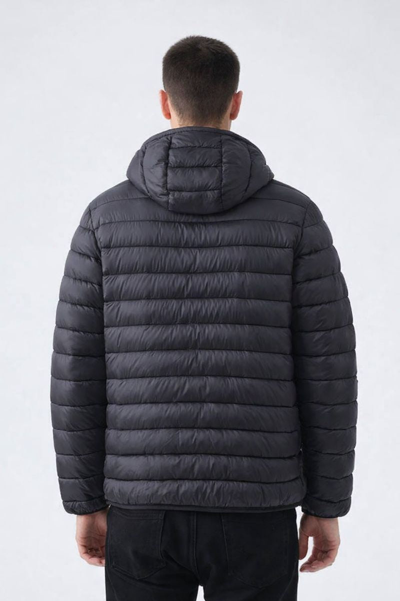 Doudoune capuche à matière recyclée gris foncé BAPTISTE