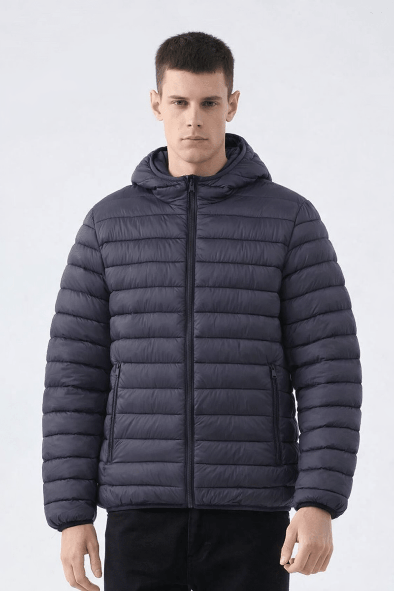 Doudoune capuche à matière recyclée gris foncé BAPTISTE