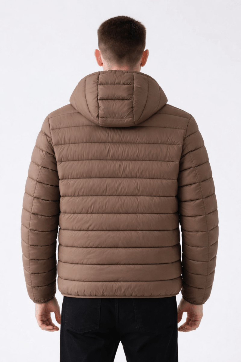Doudoune capuche à matière recyclée marron BAPTISTE