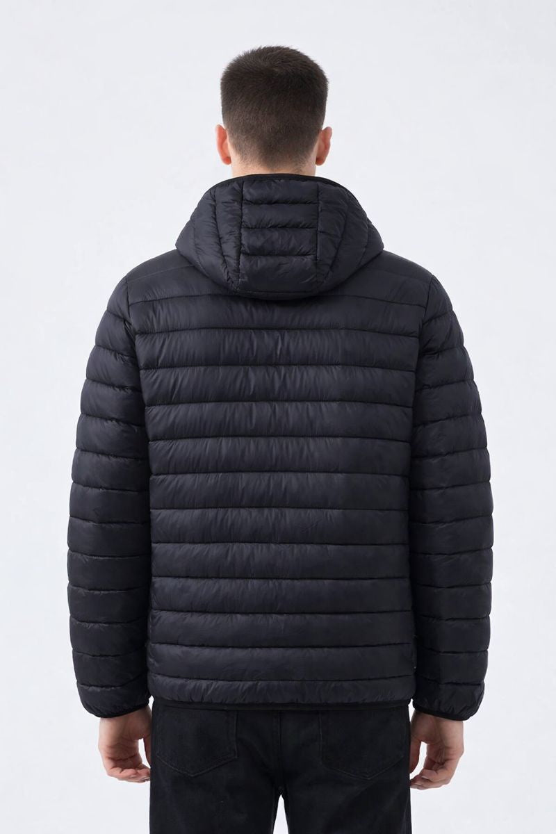 Doudoune capuche à matière recyclée noir BAPTISTE