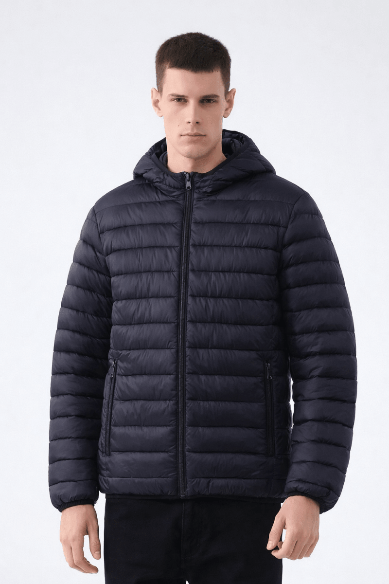 Doudoune capuche à matière recyclée noir BAPTISTE