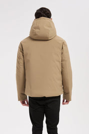 Doudoune courte beige à capuche CAMBELL