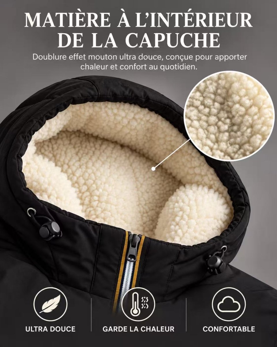 Doudoune doublée à capuche noir JARVIS JR