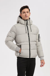 Doudoune gris clair homme à capuche CHARLES