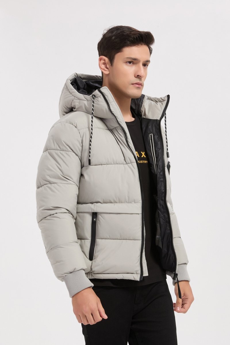 Doudoune gris clair homme à capuche CHARLES