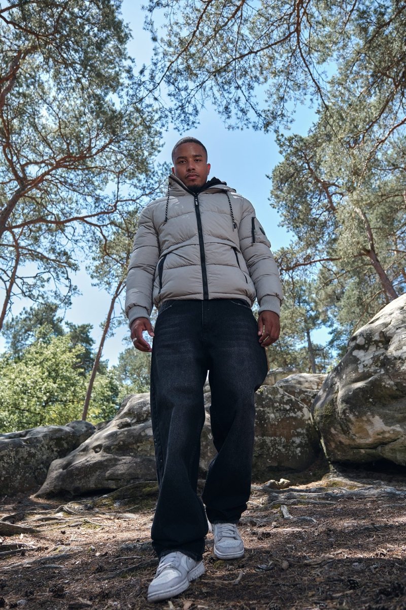 Doudoune gris clair homme à capuche CHARLES