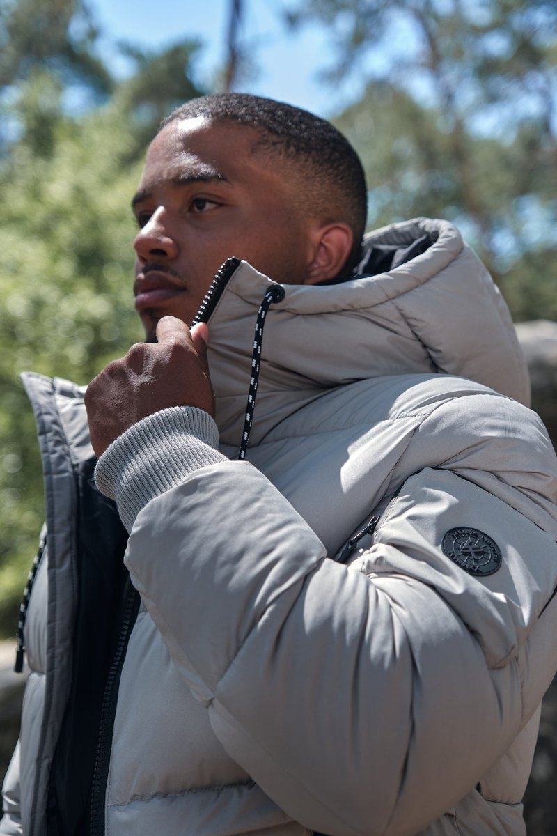 Doudoune gris clair homme à capuche CHARLES