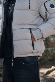 Doudoune gris clair homme à capuche CHARLES